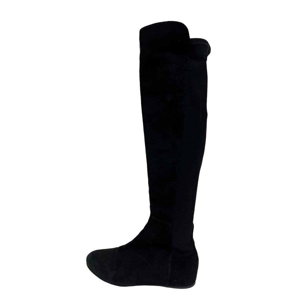 STUART WEITZMAN Black Suede Hidden Mainline Stretch Wedge Knee-High Boots 6.5